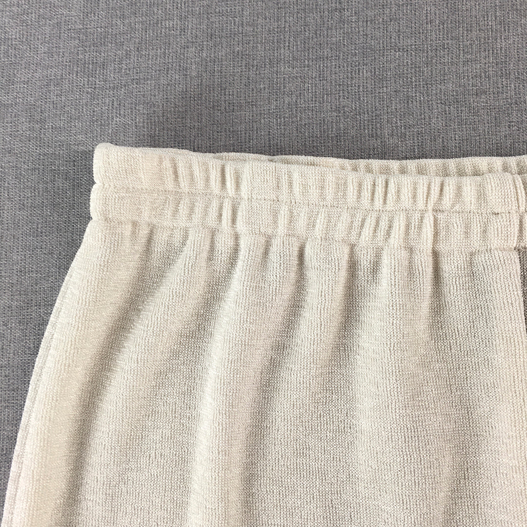 Vintage R&M Richards By Karen Wong Womens Midi Skirt Size L White Elastic Waist