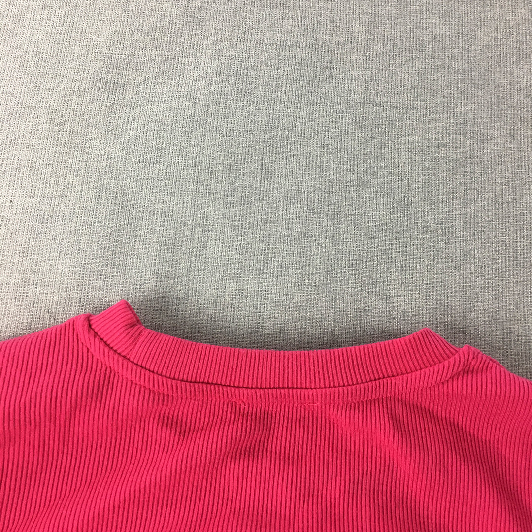 Zara Womens Knit Top Size S Pink Ruched Short Sleeve T-Shirt