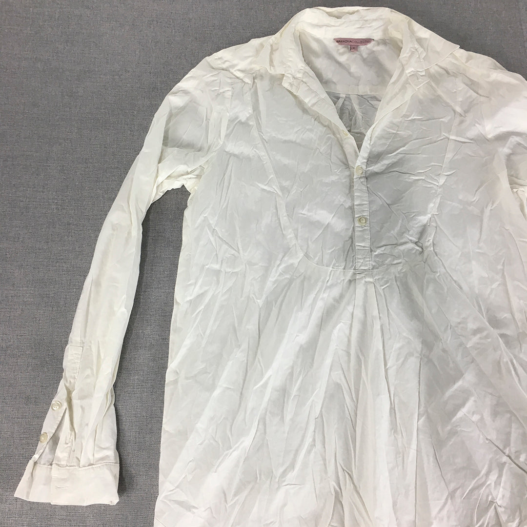 Max Azria Collection Womens Shirt Size S White Long Sleeve Button-Up