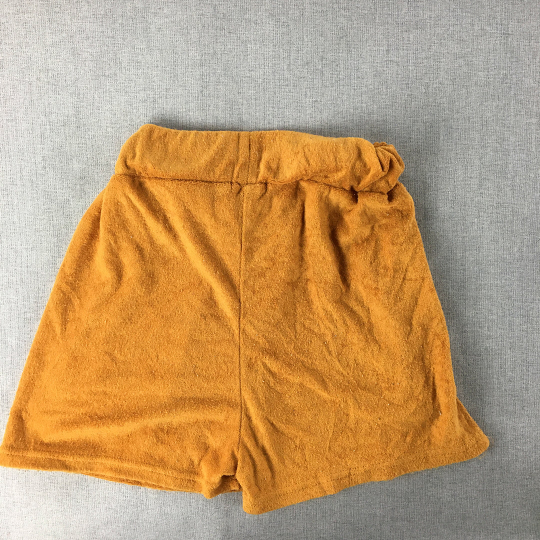 Valleygirl Womens Shorts Size S Orange Elastic Waist Drawstring Terry Towling