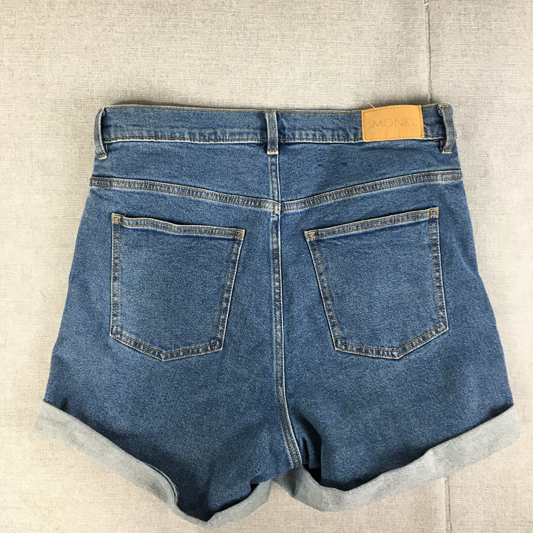 Monki Womens Denim Shorts Size 32 Blue Bermuda Pockets