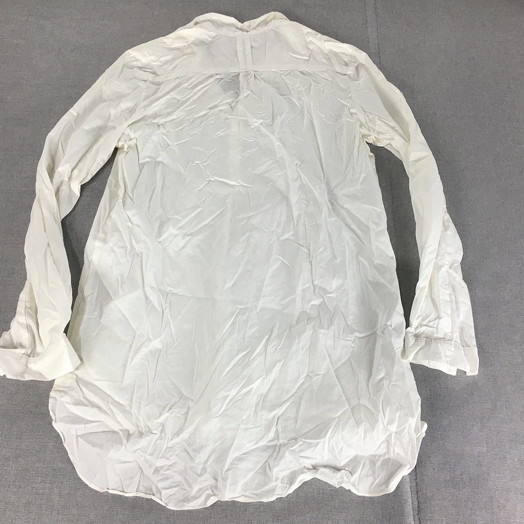 Max Azria Collection Womens Shirt Size S White Long Sleeve Button-Up