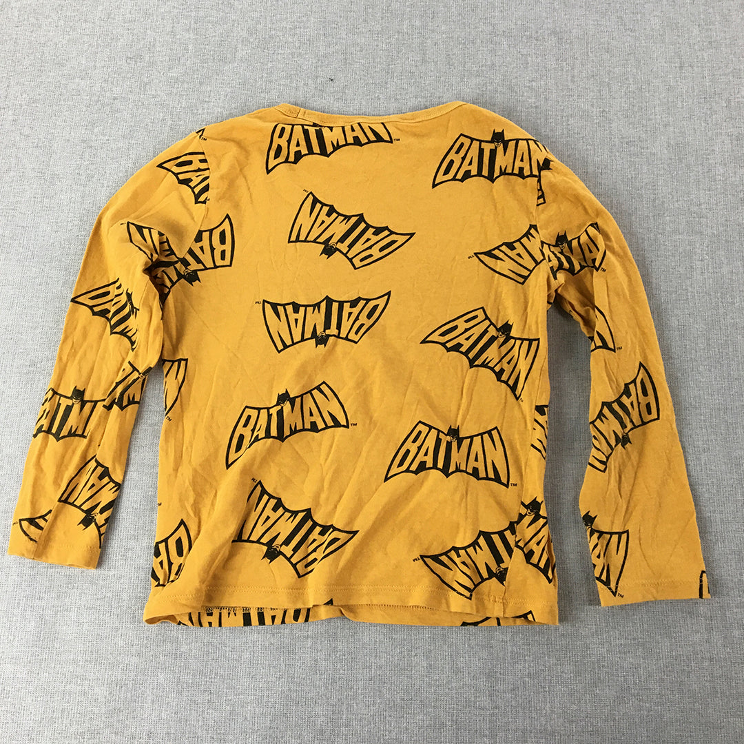 Batman Kids Boys Shirt Size 7 - 8 Years Yellow Long Sleeve Pullover DC Comics