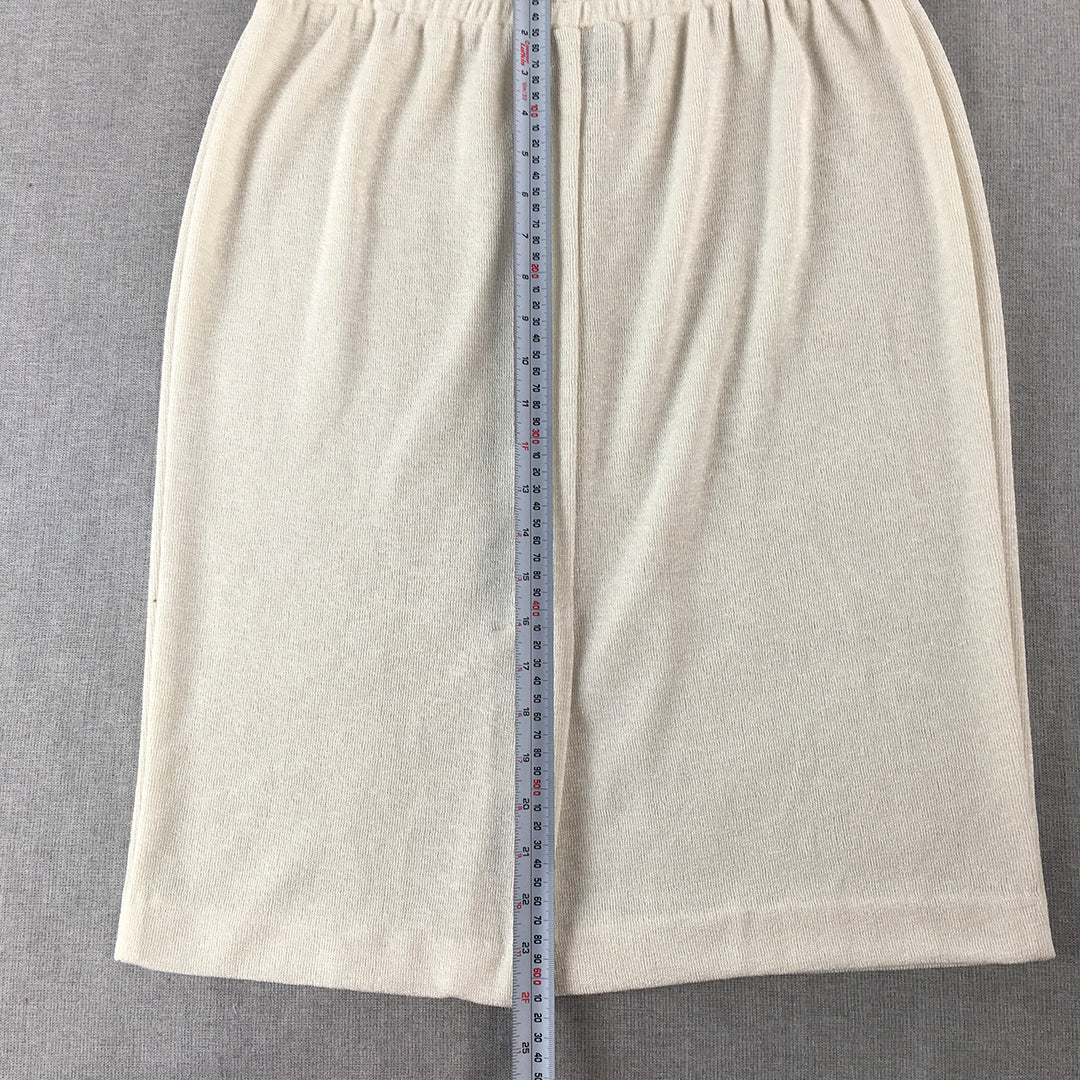 Vintage R&M Richards By Karen Wong Womens Midi Skirt Size L White Elastic Waist