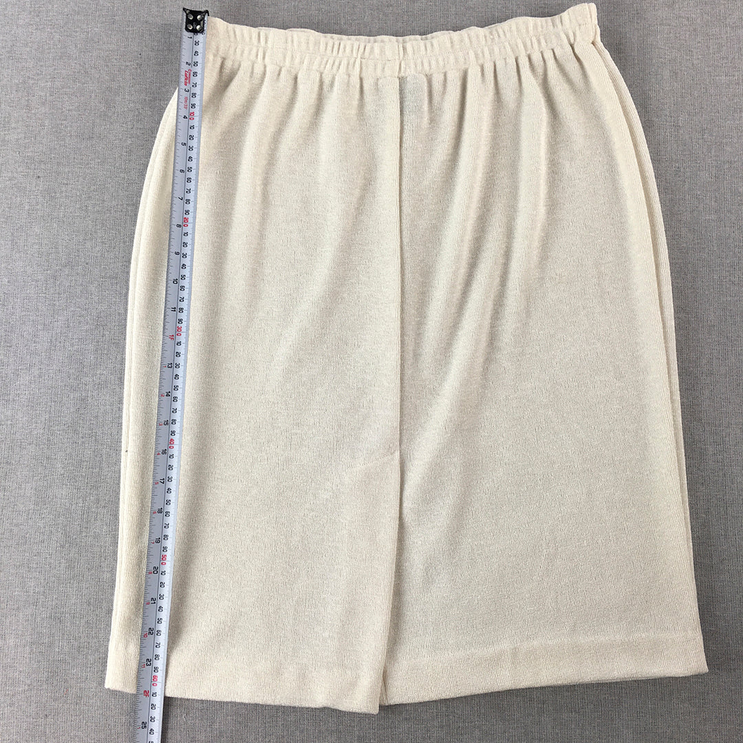 Vintage R&M Richards By Karen Wong Womens Midi Skirt Size L White Elastic Waist