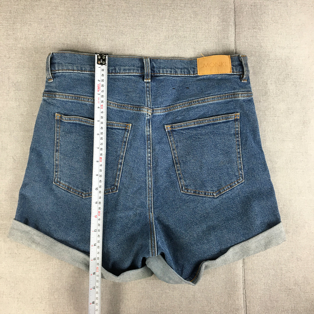 Monki Womens Denim Shorts Size 32 Blue Bermuda Pockets