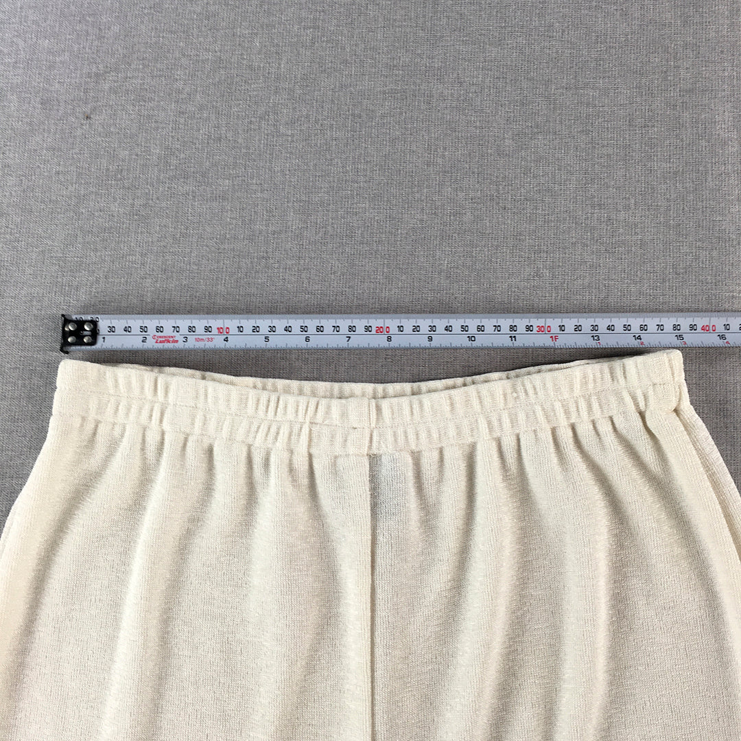 Vintage R&M Richards By Karen Wong Womens Midi Skirt Size L White Elastic Waist