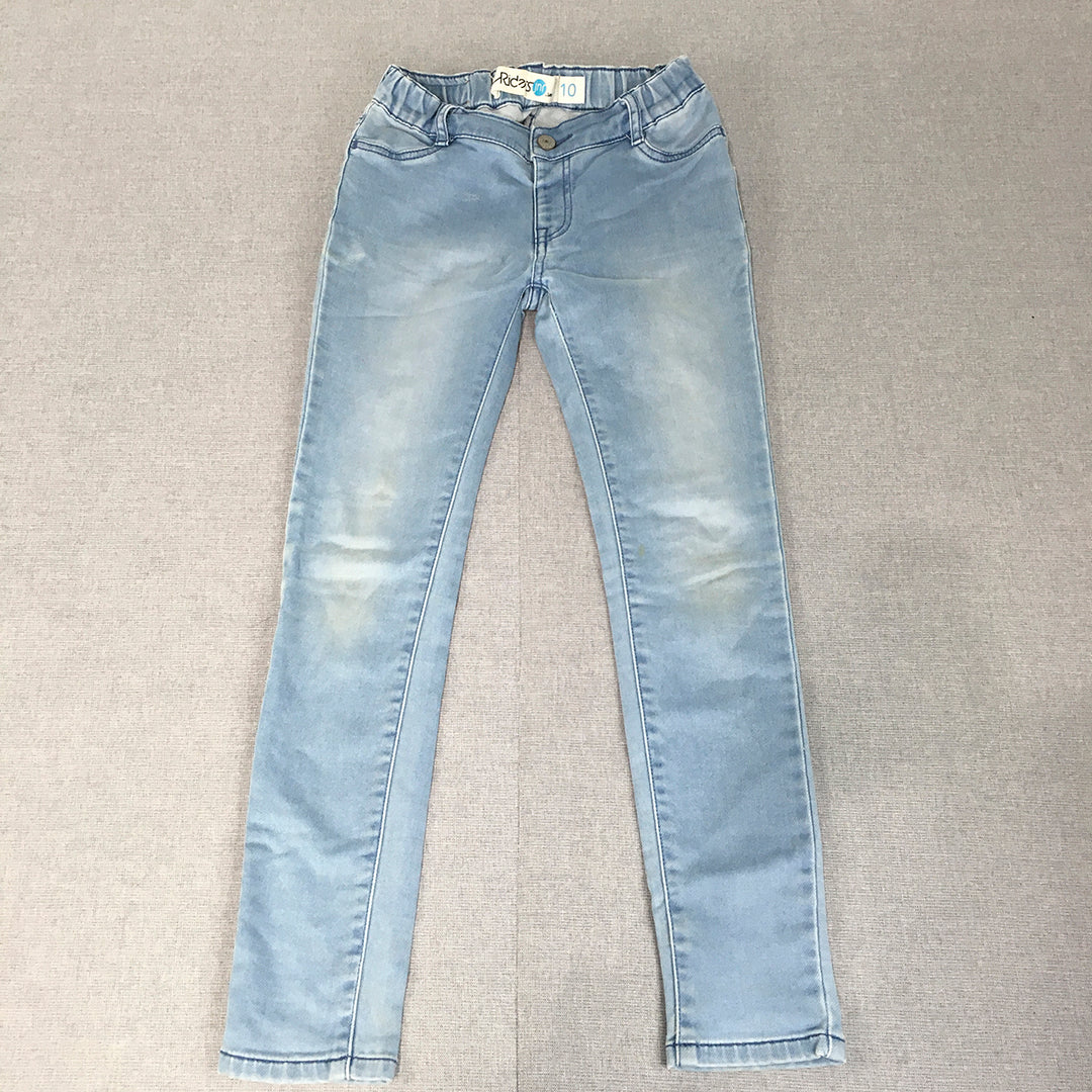 Lee Riders Jnr Kids Girls Skinny Jeans Size 10 Blue Light Wash Stretch Denim