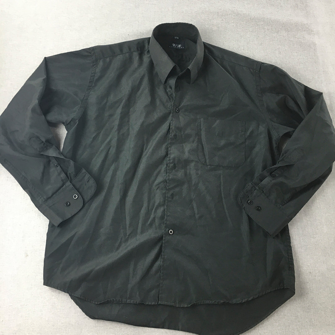 Alex Troy Mens Shirt Size L Black Long Sleeve Button-Up Collared Shirt