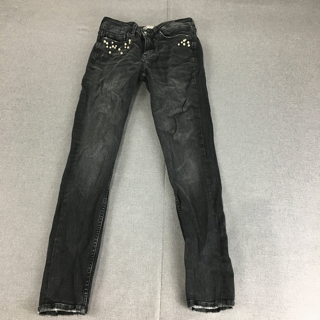 Zara Womens Skinny Jeans Size 4 Black Stretch Denim Dark Wash