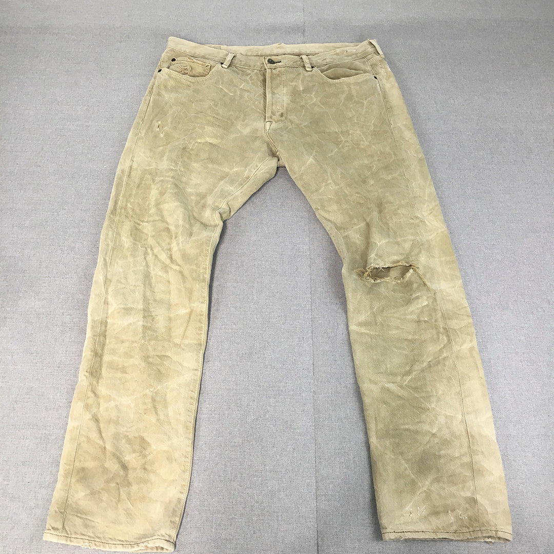 Ralph Lauren Denim Supply Mens Jeans SIze 36 Brown Straight Leg Ripped