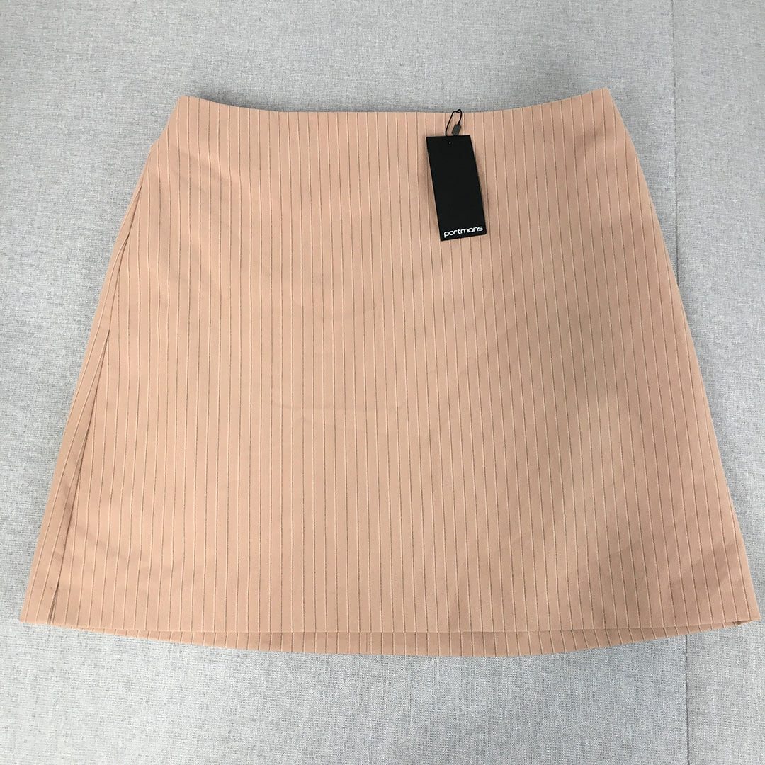 NEW Portmans Womens Mini Skirt Size 16 Nude Brown A-Line Back Zip