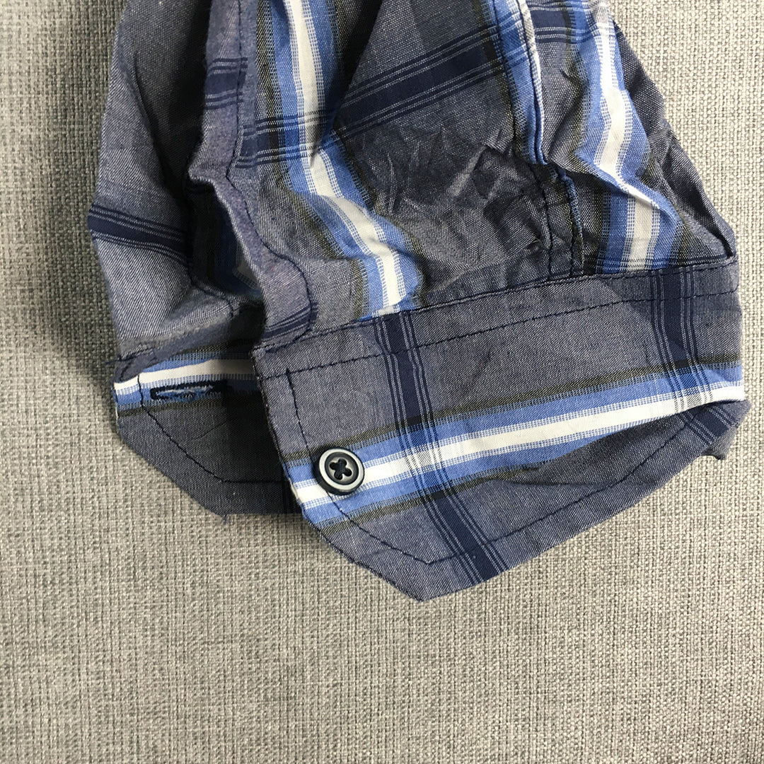 Eighty Eight Platinum Mens Shirt Size M Blue Checkered Long Sleeve Button-Up