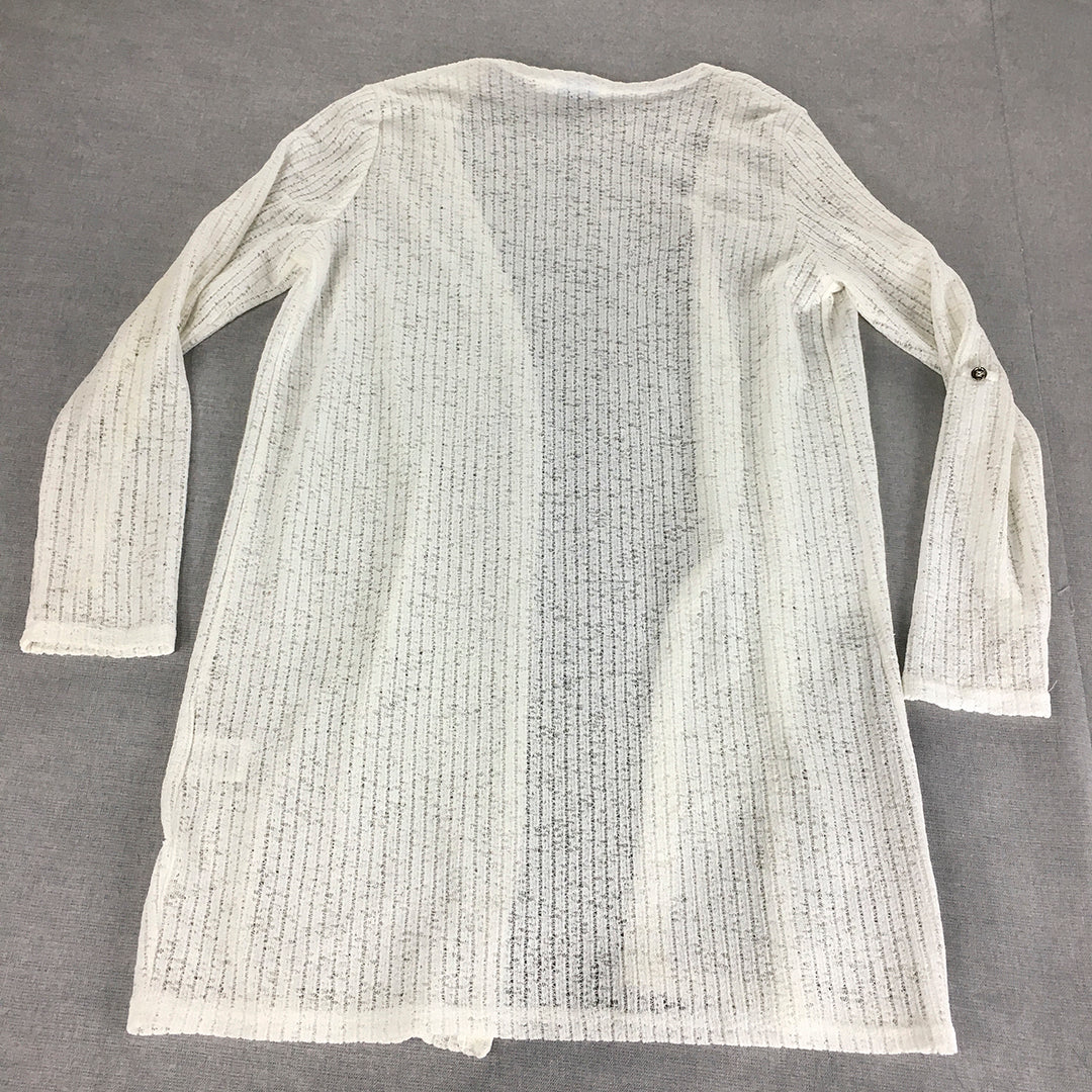 Valleygirl Womens Knit Cardigan Size S White Open-Front