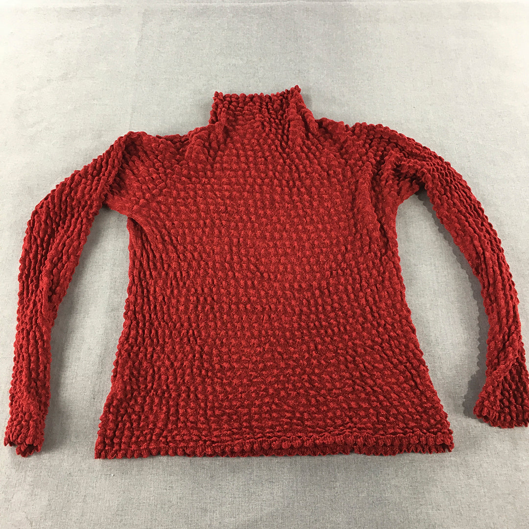 Dusk Petites Womens Wool Sweater Size L Red Knit Pullover Jumper