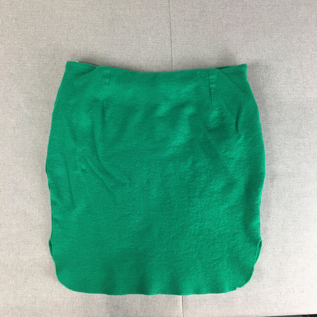 Country Road Womens 100% Wool Mini Skirt Size L Green