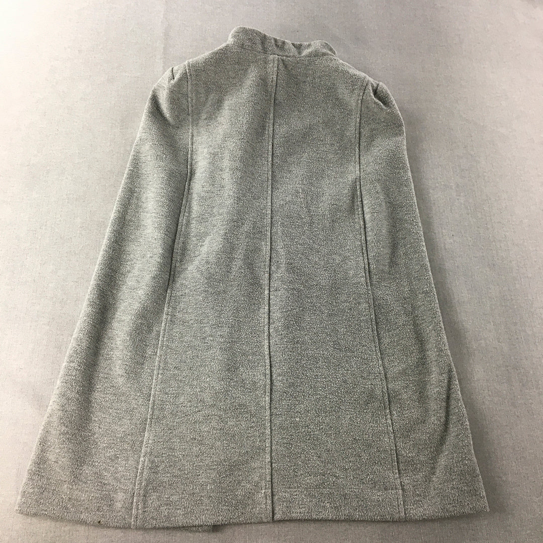 Morning Mist Womens Open-Front Cardigan Size 12 Grey Fleece