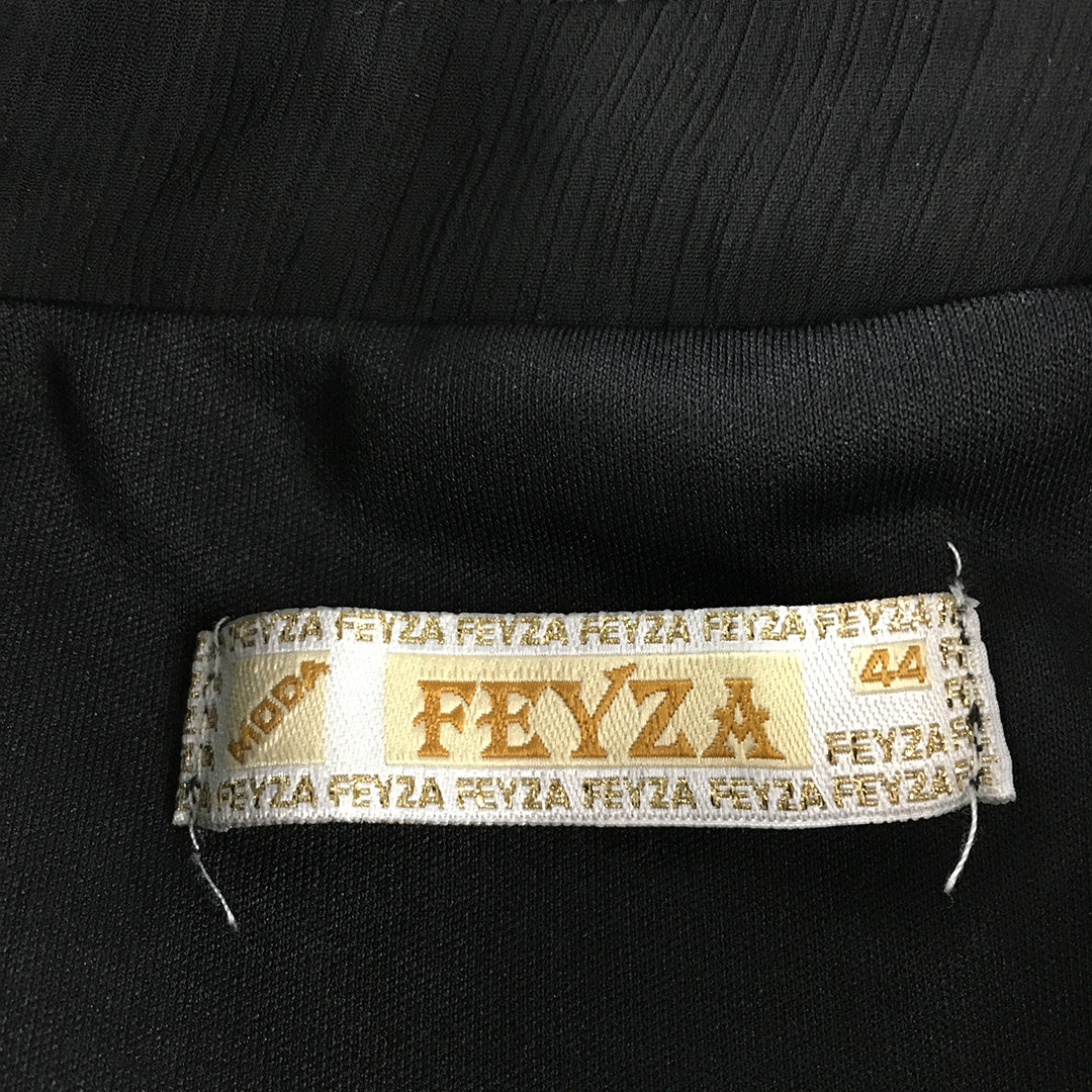 Feyza Womens Dress Size 44 (M) Black Pleated Full Length Long Sleeve