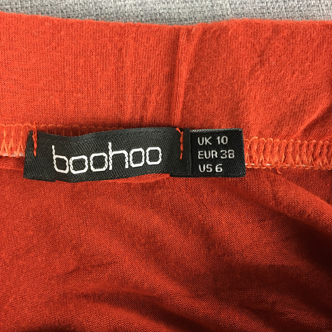 Boohoo Womens Maxi Skirt Size 10 Orange Elastic Waist A-Line