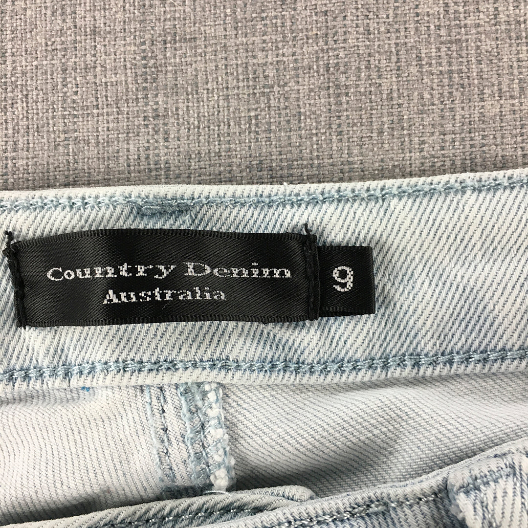 Country Denim Womens Jeans Size 9 (W29) Blue Light Wash Ripped Straight