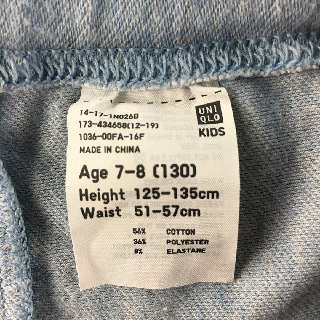 Uniqlo Kids Denim Pants Size 7 - 8 Years Light Blue Elastic Waist