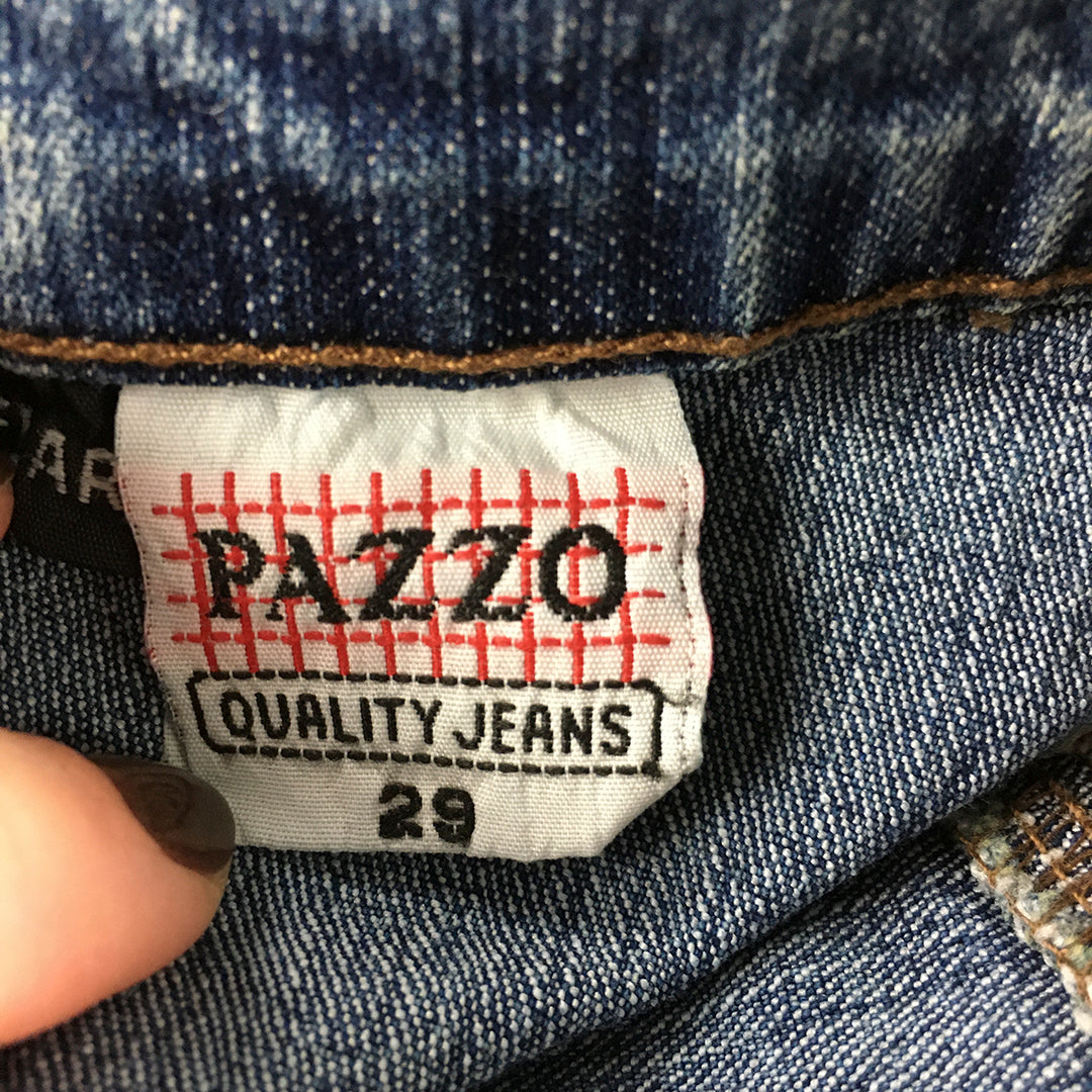 Vintage Pazzo Womens Bootcut Jeans Size 26 Blue Mudwash Flared Y2K