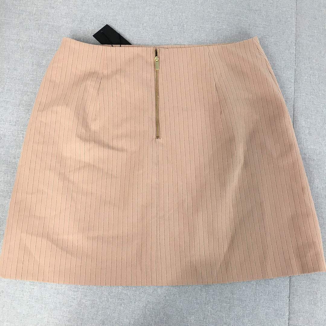 NEW Portmans Womens Mini Skirt Size 16 Nude Brown A-Line Back Zip