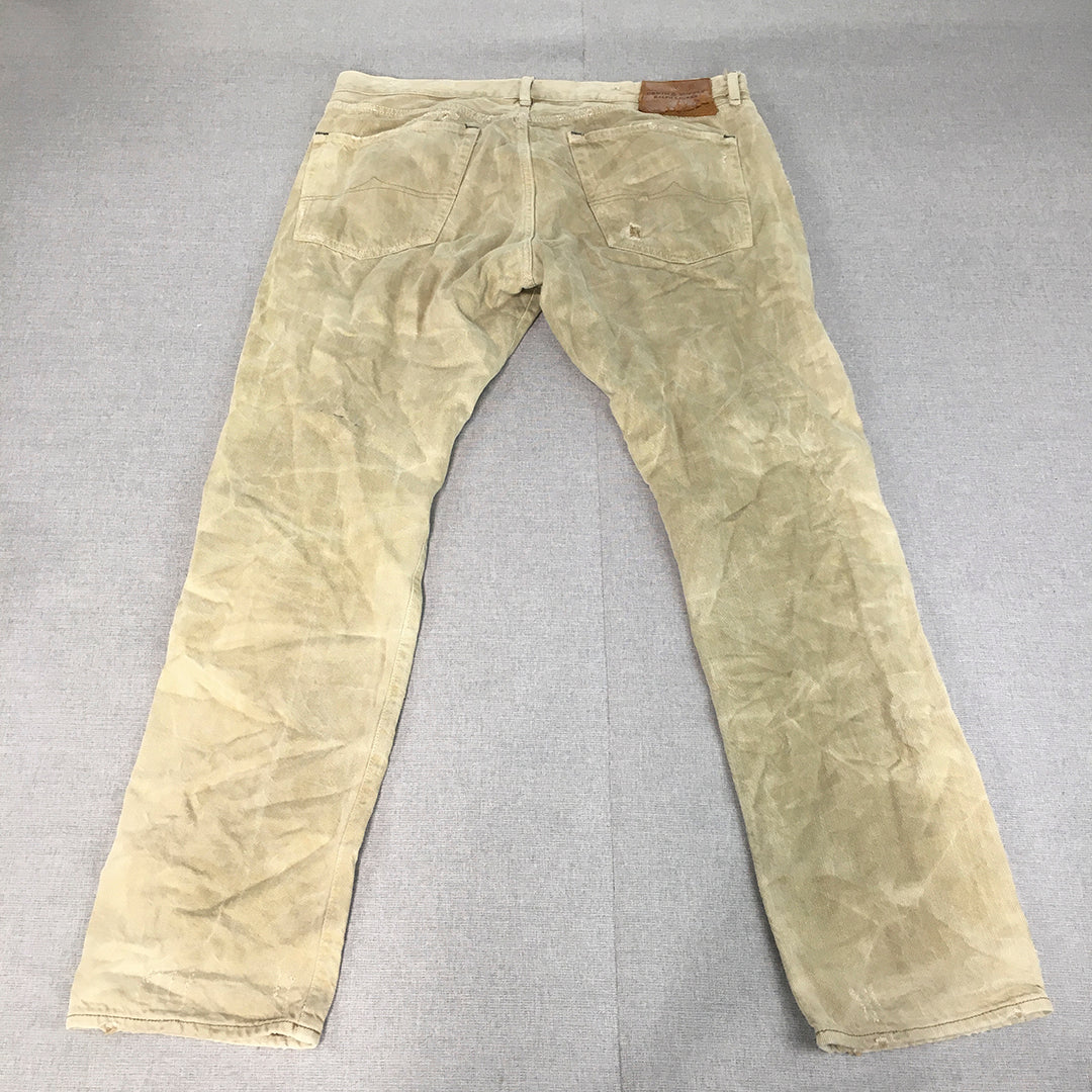 Ralph Lauren Denim Supply Mens Jeans SIze 36 Brown Straight Leg Ripped