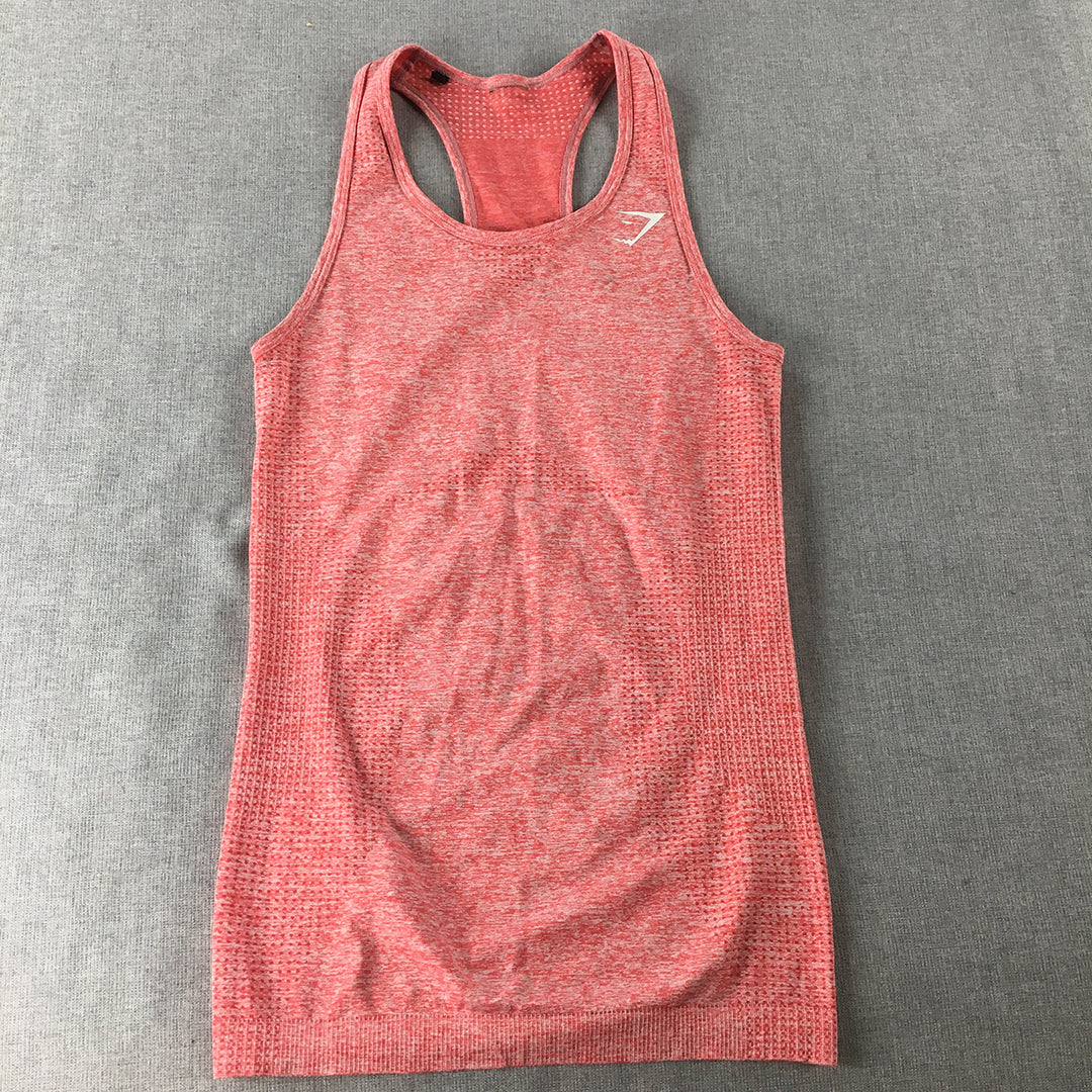 Gymshark Womens Tank Top Size XS Pink Logo Sleeveless Gym Shirt