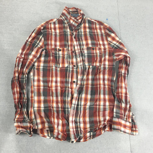 Urban Pipeline Mens Shirt Size M Red Checkered Pockets Long Sleeve Button-Up