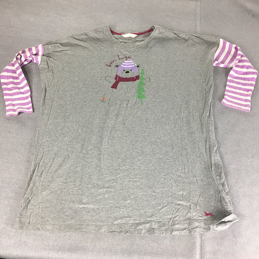 Peter Alexander Womens Sleep Shirt Size 1+ (16 - 18 AUS) Grey Pajama Long Sleeve