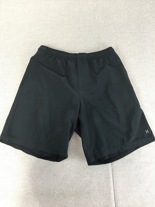 Hurley Mens Shorts Size S Black Elastic Waist Logo Pockets