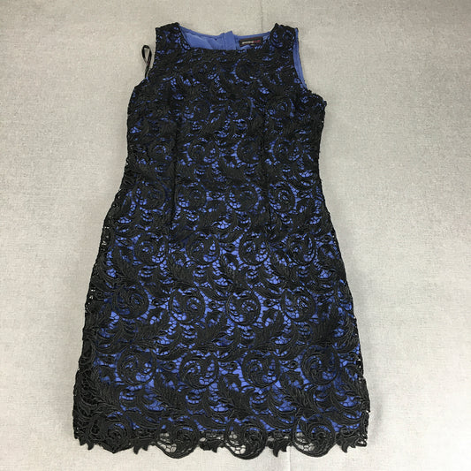 Dressing Paula Womens Pencil Dress Size XL Blue Black Lace Mini Sleeveless