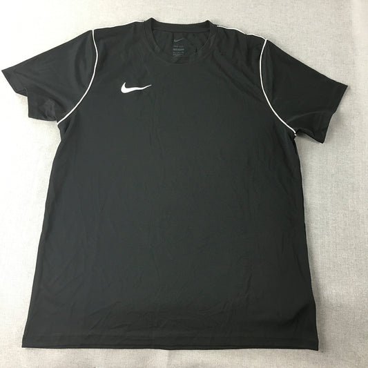 Nike Mens T-Shirt Size XL Slim Fit Dri-Fit Black Short Sleeve Logo Crew Neck