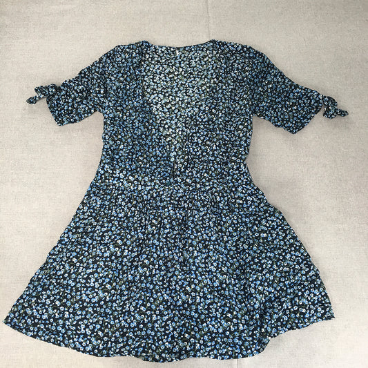 Faithfull The Brand Womens Sundress Size M (8 - 10 AU) Blue Black Floral Midi