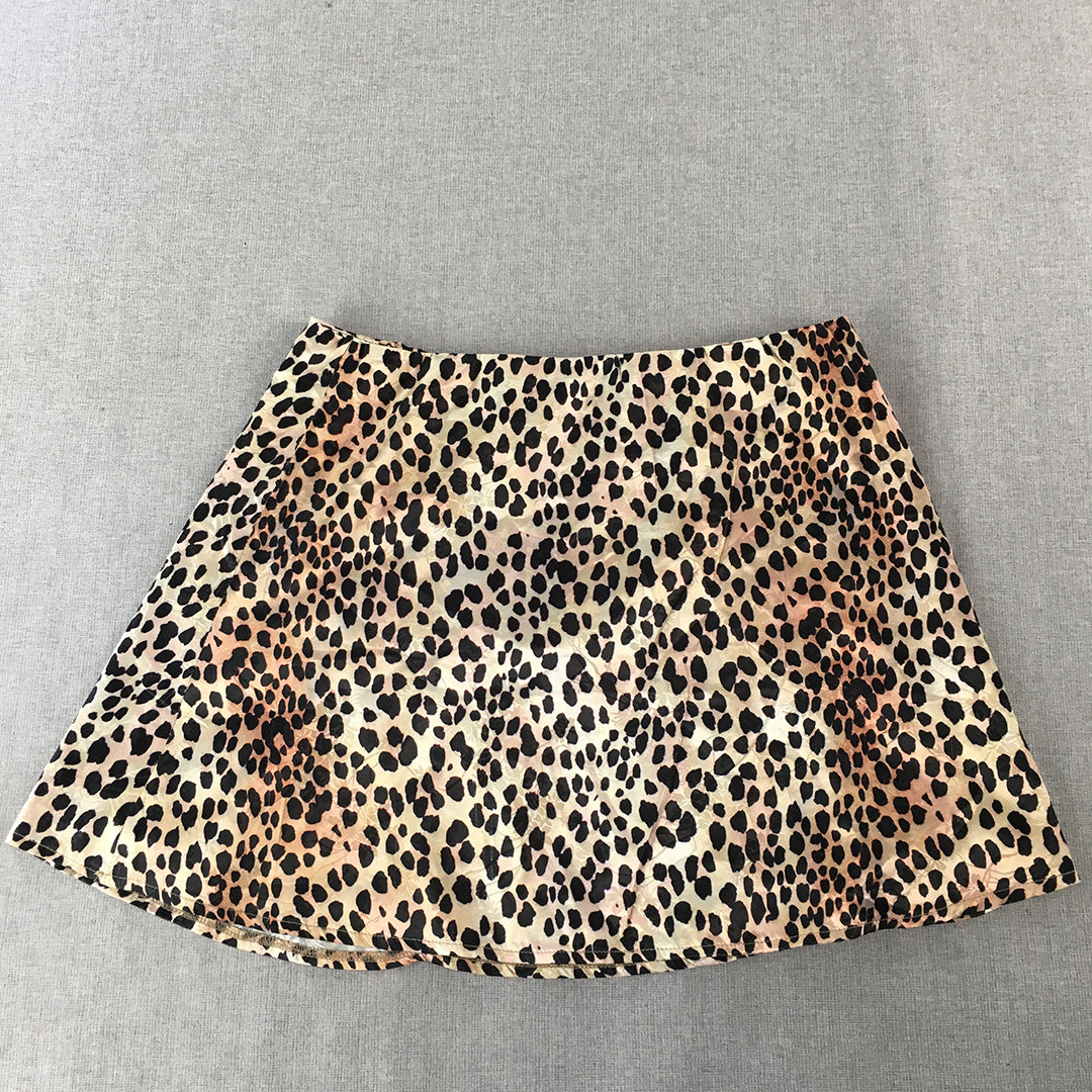 Princess Polly Womens Mini Skirt Size 14 Brown Dot A-Line