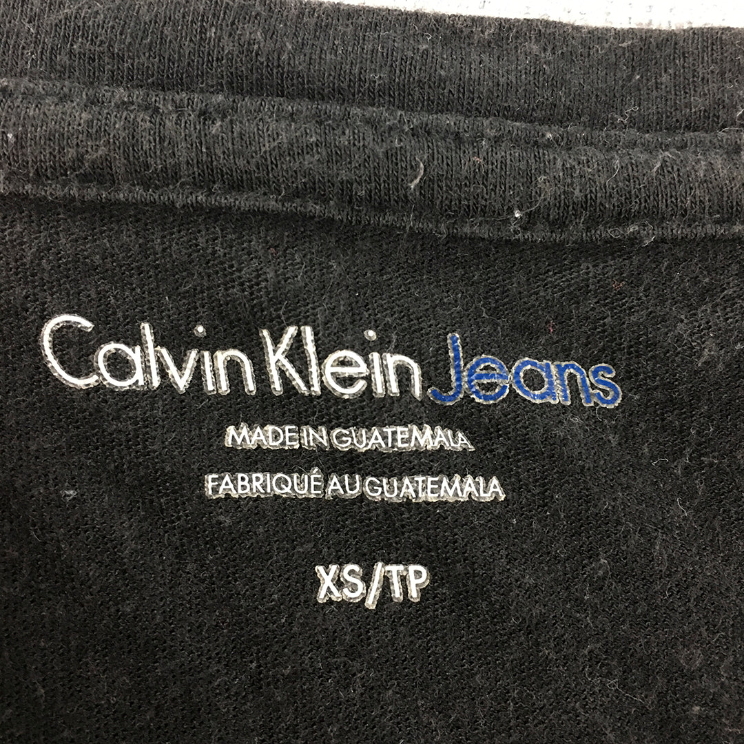 Calvin Klein Jeans Womens T-Shirt Size XS Black Big Logo Crew Neck Short Sleeve