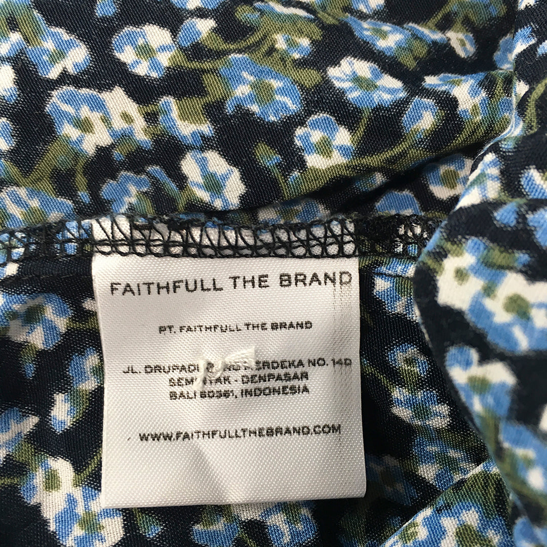 Faithfull The Brand Womens Sundress Size M (8 - 10 AU) Blue Black Floral Midi