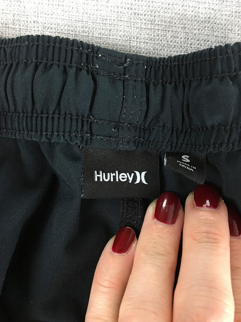 Hurley Mens Shorts Size S Black Elastic Waist Logo Pockets