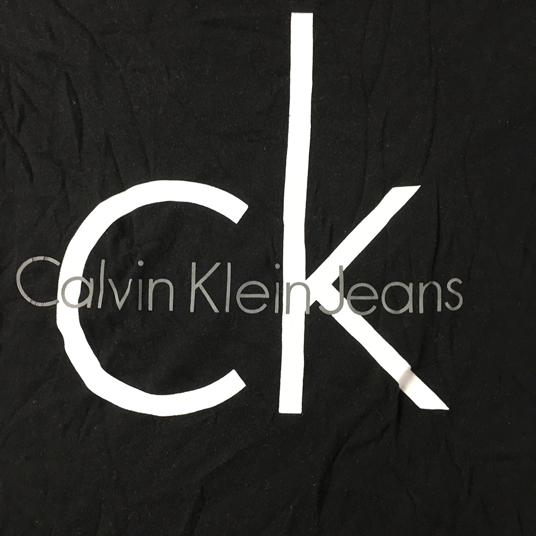 Calvin Klein Jeans Womens T-Shirt Size XS Black Big Logo Crew Neck Short Sleeve