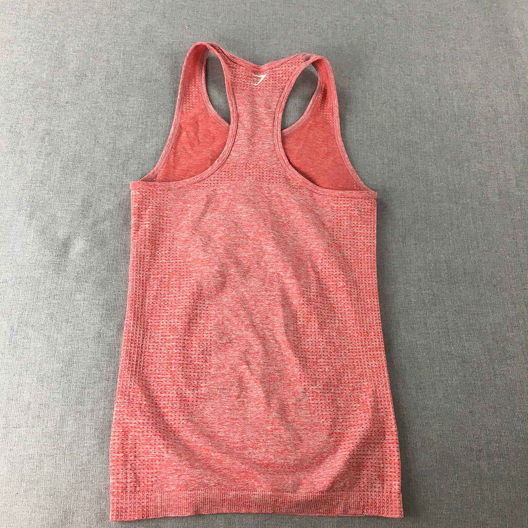 Gymshark Womens Tank Top Size XS Pink Logo Sleeveless Gym Shirt