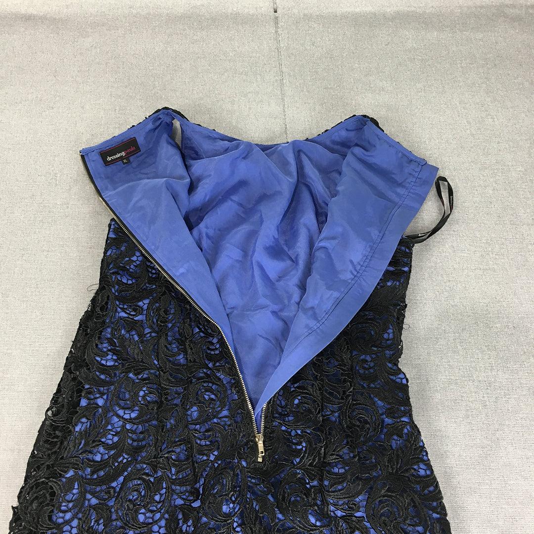 Dressing Paula Womens Pencil Dress Size XL Blue Black Lace Mini Sleeveless