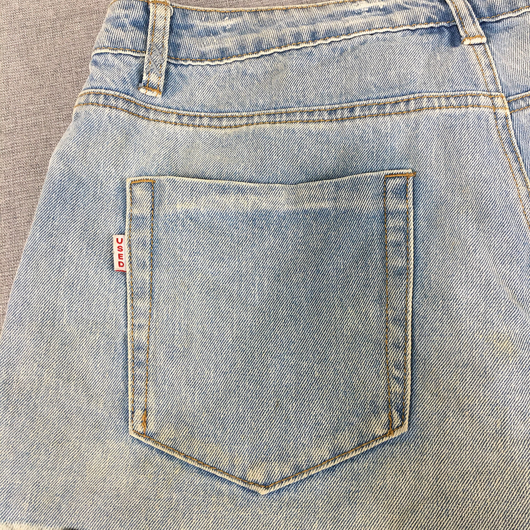 Used Denim Womens Shorts Size 14 Blue Raw Hem Ripped Bermuda Jorts