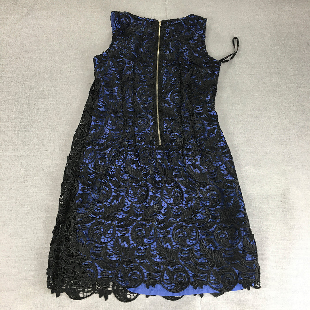 Dressing Paula Womens Pencil Dress Size XL Blue Black Lace Mini Sleeveless