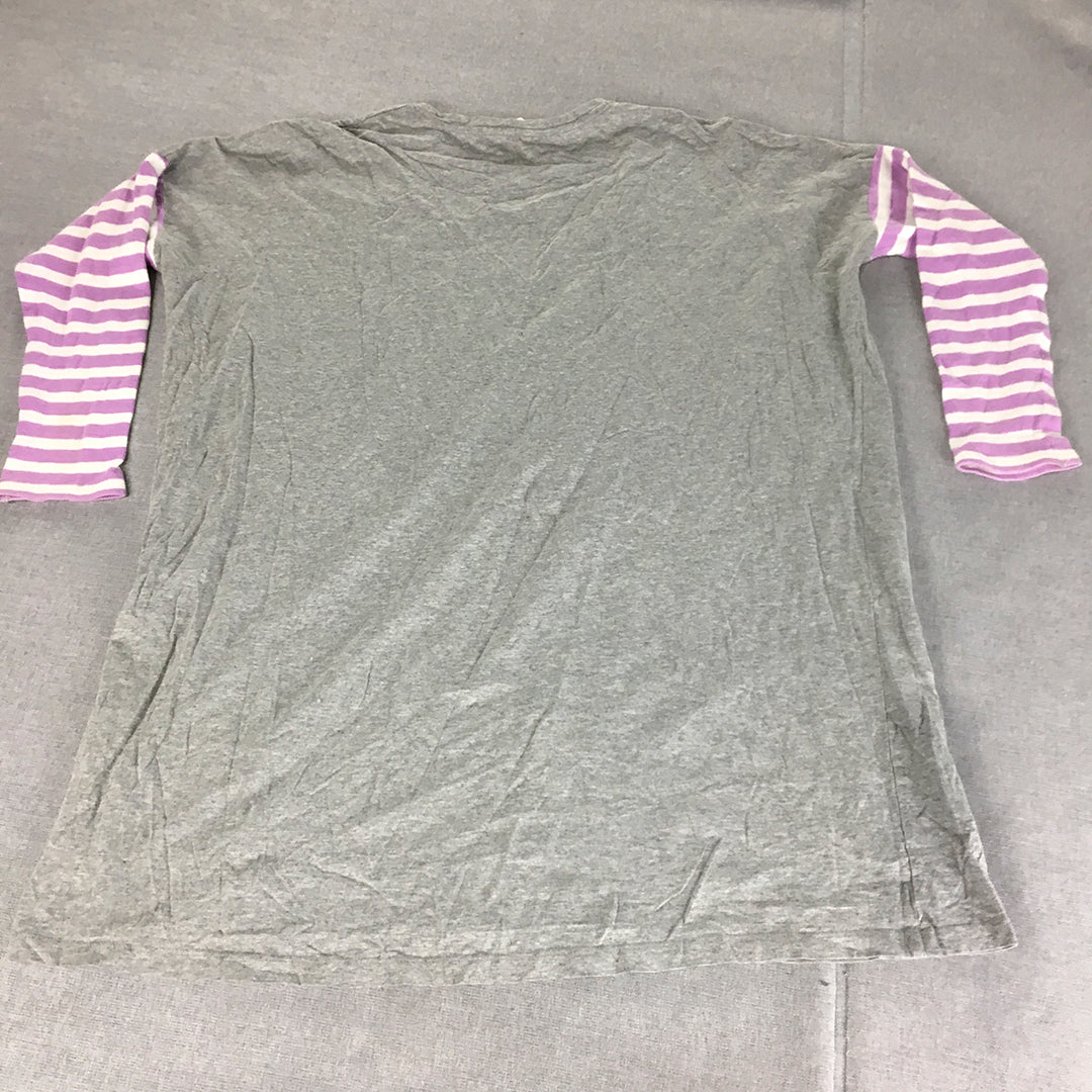 Peter Alexander Womens Sleep Shirt Size 1+ (16 - 18 AUS) Grey Pajama Long Sleeve