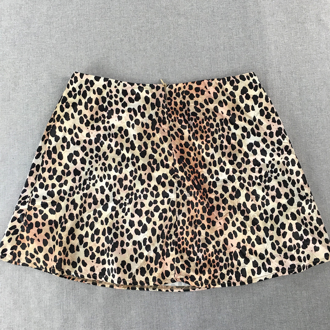 Princess Polly Womens Mini Skirt Size 14 Brown Dot A-Line