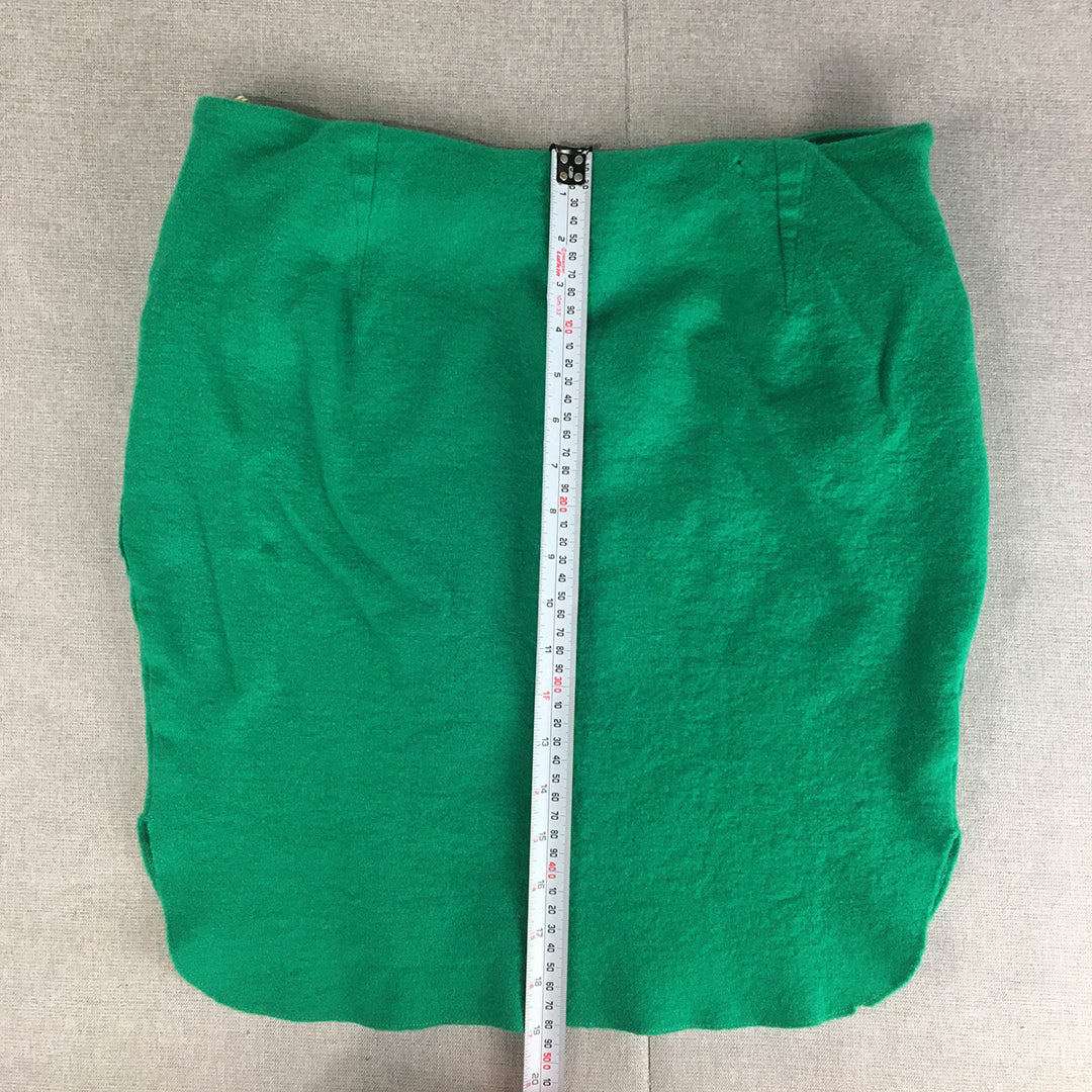 Country Road Womens 100% Wool Mini Skirt Size L Green