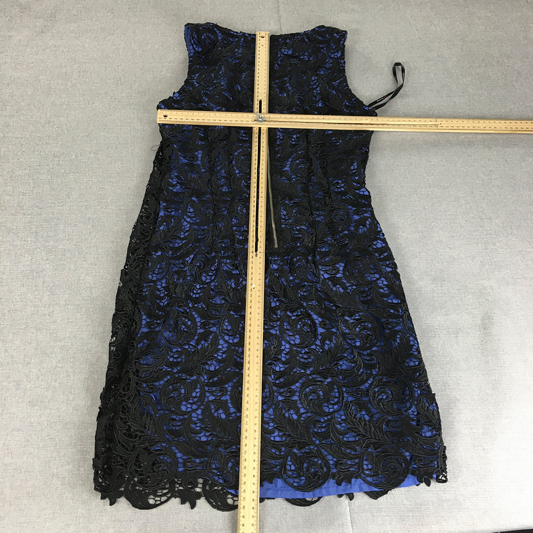 Dressing Paula Womens Pencil Dress Size XL Blue Black Lace Mini Sleeveless