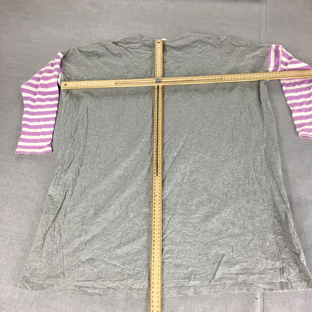 Peter Alexander Womens Sleep Shirt Size 1+ (16 - 18 AUS) Grey Pajama Long Sleeve