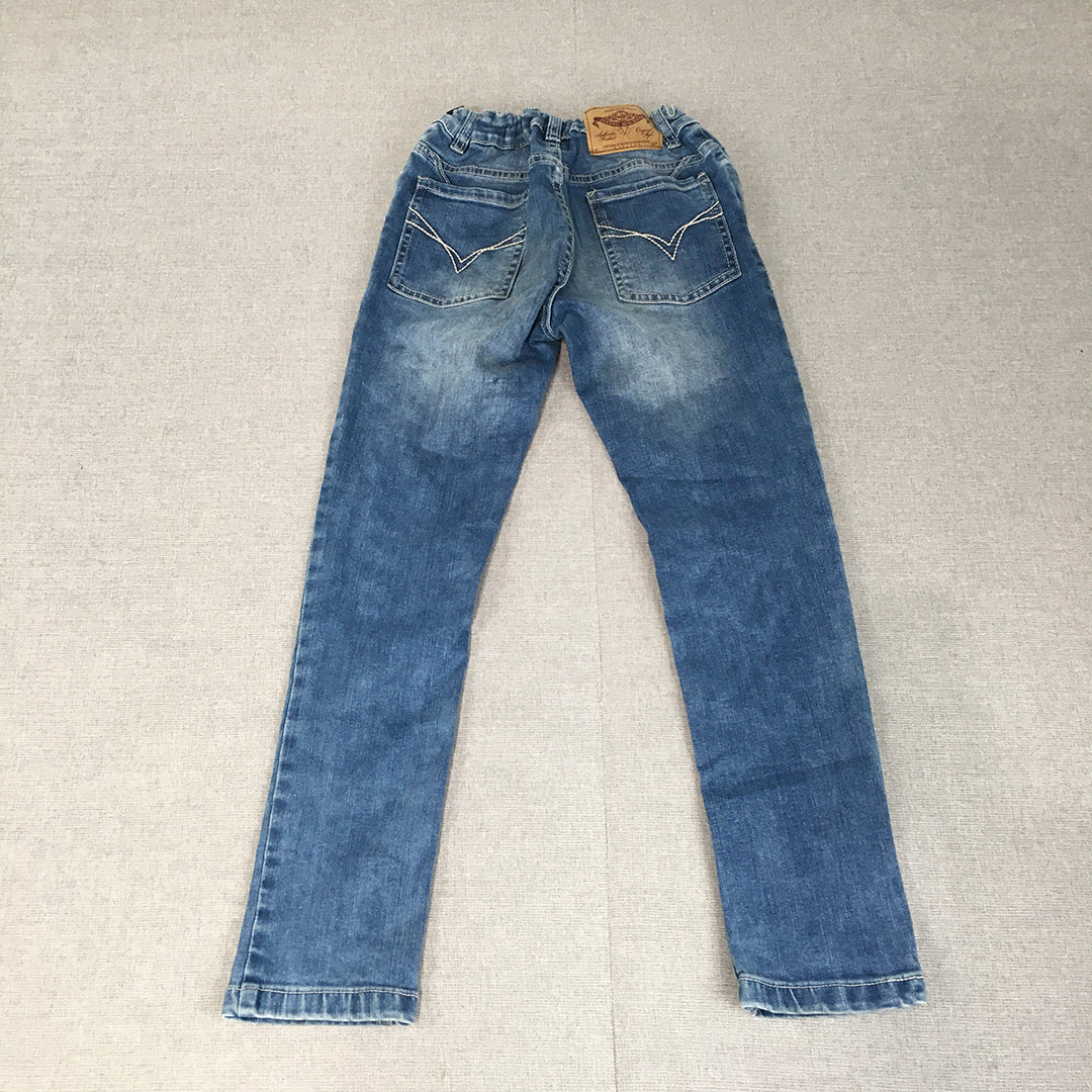 Flying Machine Kids Boys Jeans Youth Size S (9 - 10 Years) Blue Skinny Stretch